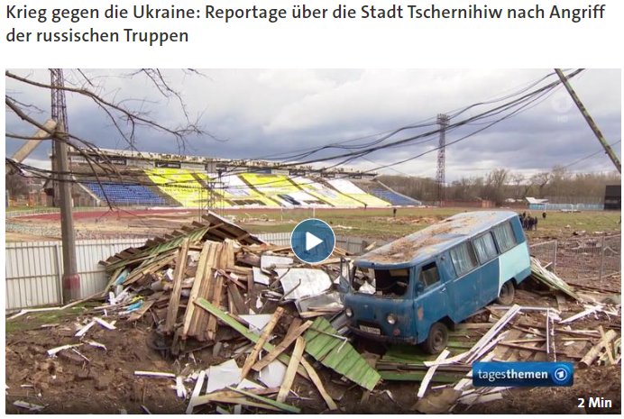 Film auf Tagesschau Krieg gegen die Ukraine Reportage über die Stadt Tschernihiw nach Angriff der russischen Truppen
