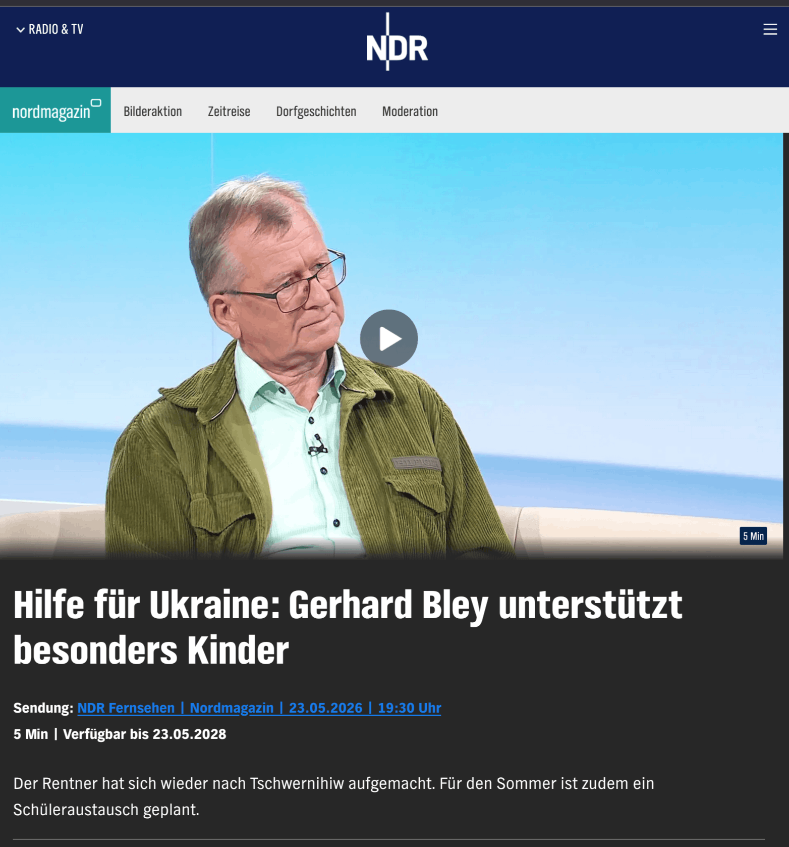 Gerhard Bley reist in die Ukraine NDR Nordmagazin
